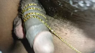 Using my expensive gold to play with my black cock