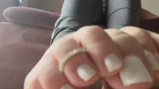 Fetish for naughty feet loves to show off my little feet and sole and simulate Footjob