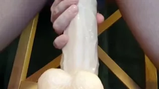 Riding a big dildo and developing my asshole