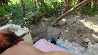 Hitting a big ass from the back and creampie her pussy