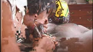Ebony coed with natural juggs is penetraded by strong black dude