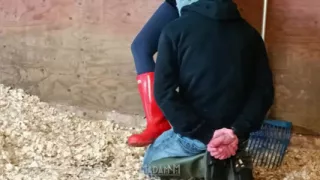 Boots Versus Balls, Extremely Hard Hunters Wellingtons Ballbusting in the Stables