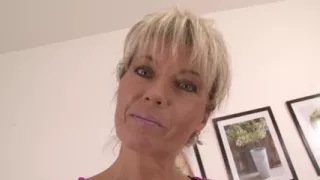 Slutty blonde MILF lays back to get her muff slammed
