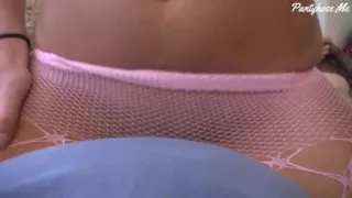 Jenny Welch in pink fishnet pantyhose dry humping guy