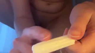 Tampon Insertion Close up - Russian Girl Stuffs Her Pussy with Dirty Talk