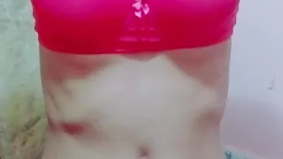 Sissy wearing red bra