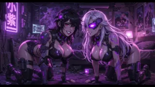 Cyberpunk Fun Girls in Their Room, Ai Animation