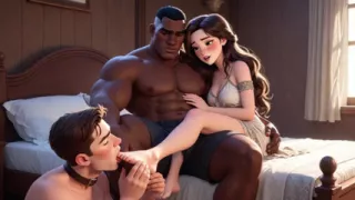 Cuckold Foot Worship - Husband Serves Bull as Wife Watches