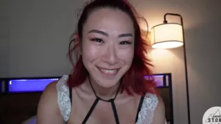 Sexy Trans Asian Girlfriend Aerie Rei Tries on Maid Outfit