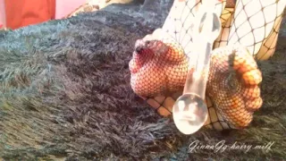 Glass in Hairy Pussy, Creampie, Stockings Fetish, Russian MILF Ginnagg