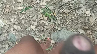 Tamil village boy flashing forest in old women