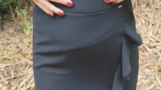 Getting naked outdoors on smoking break - hot milf with big natural breasts