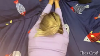 Blonde sucks a big and gets cum on her tongue and swallows