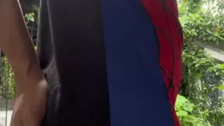 Asian Spiderman Cums on a Rainy Day