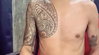 Pinoy Horny Inked Twink Playing with His Masturbator Toy