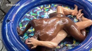 BAREBACK OIL WRESTLING - PART 1: OILED MUSCLE PIGS FUCK & SLIDE POV!!