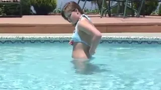 Sexy latina girl seduces young girlfriend and has a 69 by the pool