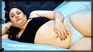 Nicole's Full Tummy Tease - Chubby PAWG Belly Play While Movie Night