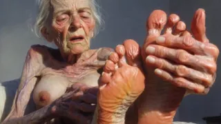 Granny Foot Oil Play - Self Massage Makes Her Horny and Dripping