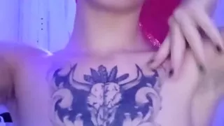 Skinny Girl Applying Oil to Her Body