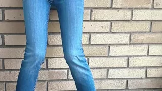 Intense anal toy control made teacher squirt in tight jeans fully soaking them