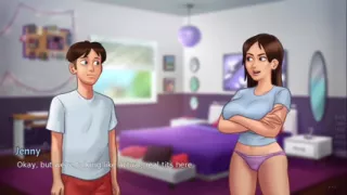 Anon pays to see Jenny's big boobs - summertime saga gameplay