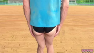 I ejaculate inside my rubber bloomers with an anal vibrator inserted.