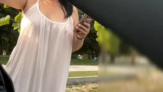 MILF in a sheer, sexy dress.