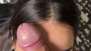 Cute and Submissive Girlfriend Giving a Deep and Sloppy Blowjob to a Big Dick