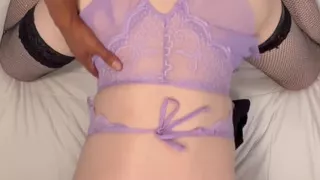 I gave a caged sissy sore balls and dripping pussy