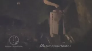 Amateur Straight Boy Caught Pissing in a Park, at Night