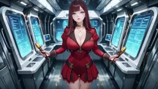 Red-haired Commander! Private Moments in the Sci-fi Ship Cockpit