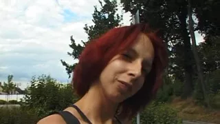 Redhead teen gives her first interview for tv station
