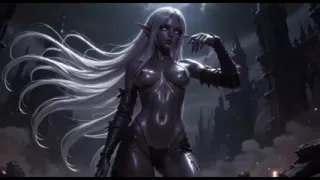 Black Gothic Dark Elf - Pale Hair Beauty Squeezing & Posing Explicitly