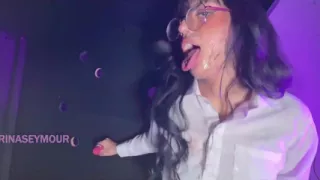Brunette with Big Ass Gets Two Dicks in Glory Hole
