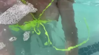 Artemisia Love Swimming in the Pool Flashing Her Big Juicy Boobs and Smoking a Cigarette