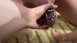 Ruined Orgasm After Being Locken in Chastity for a Months! Ruined on Feet