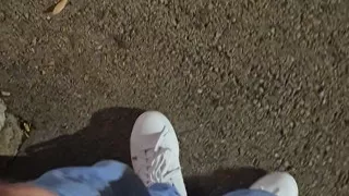 Hard, juicy Bulgarian cock spurts cum in the city garden.
