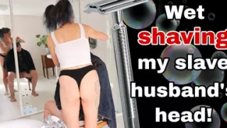 Wet Shaving My Slave's Head - Femdom Humiliation