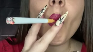 Red Lipstick Smoking Big Puffy Cigarettes