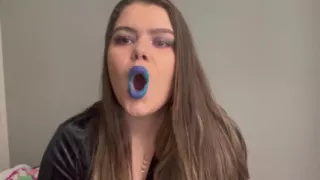 Sexy smoker with blue lipstick