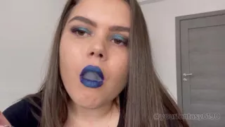 Close-up Smoking and Vaping with Blue Lipstick