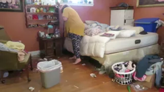 Clean up my room dressed then topless