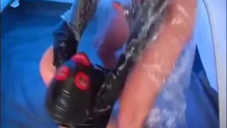 Latex masked chick anally fucked from her naughty fucker