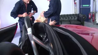 Hot blonde mature slut in a threesome by the car