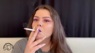 Purple Smoke Seduction: Close-up Vaping & Smoking