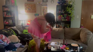 Pink Sissy Maid Works Hard