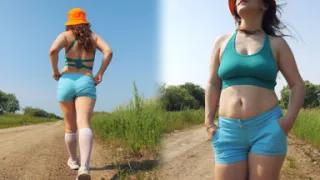 152 Goddess Anya's Massive Natural Bounce: Provocative Country Road Tease
