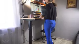 Office Secretary Teases Panty Line Till Takes off Pants