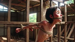 Extremely Skinny Girl in Bondage - Desperate in Brazilian Construction Site